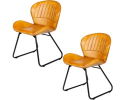 Eetkamerstoel - leer stoel cognac - set van 2, set van 4 of set van 6