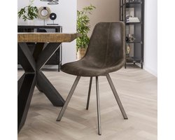 Eetkamerstoel leer Taupe - Draaggewicht125kg - Urban/Chic - Set van 4
