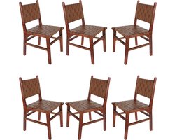 Eetkamerstoel - leren stoel - bruin