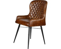 Eetkamerstoel – Leren stoel – Gestoffeerde eetkamerstoel – Antiekbruin