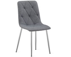 Eetkamerstoel LIBRA - Donkergrijs textiel - Zilveren metalen poten - Modern design