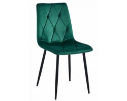 Eetkamerstoel LIBRA Groen – Zwarte Metalen Poten, Modern Velvet Bekleding, Ergonomisch Design, Max. 120 kg