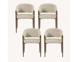 Eetkamerstoel Luana- set van 4 - Beige- Scandinavisch Japandi Design- Zetelsenbedden