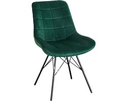 Eetkamerstoel Lux donkergroen velvet eetstoel industrieel zetel