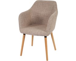 Eetkamerstoel Malmö T381, stoel keukenstoel, retro jaren 50 design ~ textiel, crème/grijs, lichte poten