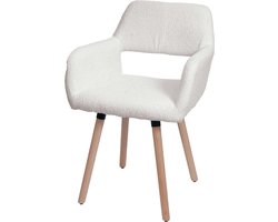 Eetkamerstoel MCW-A50 II, stoel keukenstoel gestoffeerde stoel, hout stof/textiel bouclé (450g/m²) ~ crème