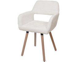 Eetkamerstoel MCW-A50 II, stoel Keukenstoel Gestoffeerde stoel, hout Stof/textiel Chenille (465 g/m²) MVG ~ crème