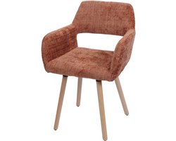 Eetkamerstoel MCW-A50 II, stoel, keukenstoel, gestoffeerde stoel, hout, stof/textiel, chenille (465 g/m²) MVG ~ terracotta