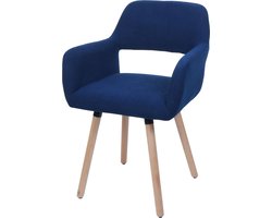 Eetkamerstoel MCW-A50 II, stoel keukenstoel gestoffeerde stoel, hout stof/textiel koord (400g/m²) MVG ~ blauw