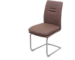 Eetkamerstoel MCW-H70, keukenstoel sledestoel, stof/textiel geborsteld roestvrij staal ~ bruin