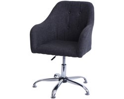 Eetkamerstoel MCW-L92, keukenstoel Stoel met armleuningen, draaibaar in hoogte verstelbaar metaal ~ stof/textiel donkergrijs