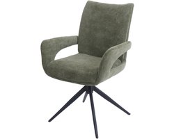 Eetkamerstoel MCW-O78, keukenstoel, draaibaar met automatische terugkeer, stof/textiel chenille (310 g/m²) Öko-Tex ~ groen