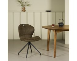 Eetkamerstoel Meerkerk - Stof - Groen - 54x86x61 cm (BxHxD)