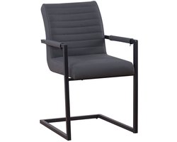 Eetkamerstoel met armleuning antraciet Noor eco-leer industrieel design eetstoel zetel