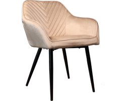 Eetkamerstoel met armleuning Darcio zand velvet eetstoel zetel