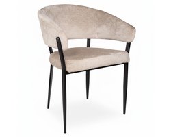 Eetkamerstoel met armleuning Japandi Ziva beige chenille
