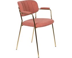 Eetkamerstoel Met Armleuning Jolien Goud/Roze - Giga Meubel - Set van 2