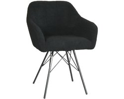 Eetkamerstoel met armleuning Lola zwart teddy eetstoel
