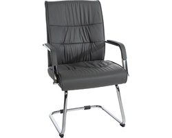 Eetkamerstoel Met Armleuning van Kunstleer - Grijze Bezoekersstoel