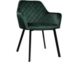 Eetkamerstoel met armleuning Yurgan velvet donkergroen eetstoel
