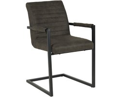 Eetkamerstoel met armleuning zwart microvezel Noor design eetstoel zetel