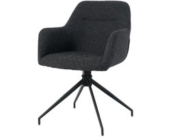 Eetkamerstoel Miami - Zwart - Set - Set van 6 - Stof - Scandinavisch & Basic