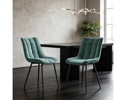 Eetkamerstoel - Moderne Kuipstoel Met Zachte Velours Bekleding En Stevige Metalen Poten - Voor Eetkamer, Kantoor En Ontvangst - Teal Blue