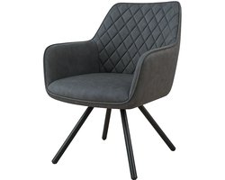 Eetkamerstoel Monaro - Antraciet - Set van 4 - Stof - Industrieel