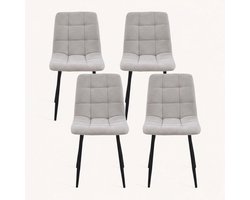 Eetkamerstoel Myleine- set van 4 stuks -Beige Stof - zetelsenbedden Tafel en Stoel