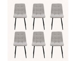 Eetkamerstoel Myleine- set van 6 stuks -Beige Stof - zetelsenbedden Tafel en Stoel
