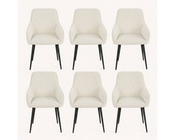 Eetkamerstoel Mylou- set van 6 - velvet beige- zetelsenbedden Tafel en Stoel