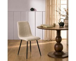 Eetkamerstoel Nessa - Stof - Beige/Creme - 45 x 87 x 53 cm (BxHxD)