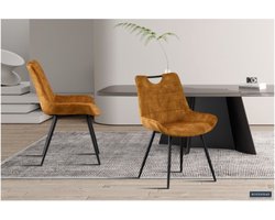 Eetkamerstoel 'Nina' Fluweel Goud, Poten metaal en bekleding