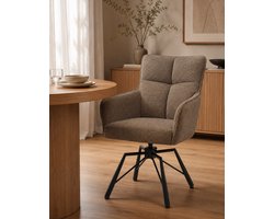 Eetkamerstoel Nohr – Luxe Draaibare Armstoel – Raven Stof – Auto Return - Taupe