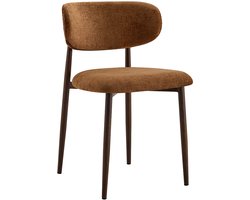 Eetkamerstoel Nono lichtbruin – Walnoot gekleurd frame – Luxe Gestoffeerd
