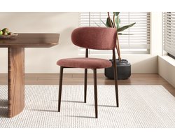 Eetkamerstoel Nono Roze – Walnoot gekleurd frame – Luxe Gestoffeerd