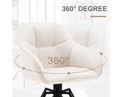 Eetkamerstoel Novihome LuxeSpin – Set van 6 Draaibare Crème Fluwelen Stoelen met Armleuningen en Ergonomische Rugleuning – Comfortabele Moderne Keuken- en Woonkamerstoelen