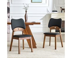 Eetkamerstoel - Onbekend - Moderne eetkamerstoel set van 2 houten stoel met vlinder rugleuning gestoffeerd - Set van 2 - Onbekend - Onbekend