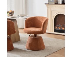 Eetkamerstoel - Onbekend - Verstelbare hoogte draaibare barstoel chenille rond design 1 stuk ergonomische stoel terracotta - keuken, bar, slaapkamer - Onbekend - Oranje
