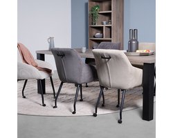 Eetkamerstoel Opmeer - Corduroy - Naturel - 63x89x65 cm (BxHxD)