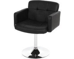 Eetkamerstoel Orlando, keukenstoel draaistoel, kunstleer chroom ~ zwart