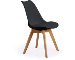 Eetkamerstoel Otto Scandinavische Stijl Zwart met Beukenhouten Poten