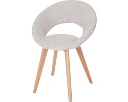 Eetkamerstoel Palermo III, keukenstoel, retro jaren 50 ontwerp ~ textiel, crème/grijs