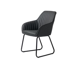 Eetkamerstoel PU leer Donkergrijs - 59x58x84cm - Gewicht 16kg - Set van 2