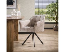 Eetkamerstoel Raster draaibaar - Hoven zand - eetkamerstoelen set van 2