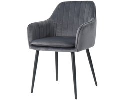 Eetkamerstoel Reno - Grijs - Set - Set van 6 - Velvet - Scandinavisch & Basic