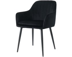 Eetkamerstoel Reno - Zwart - Set - Set van 2 - Velvet - Scandinavisch & Basic