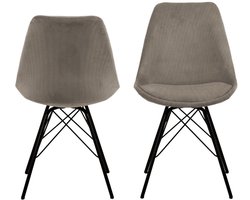 Eetkamerstoel Ribstof Beige - Draaggewicht 110kg - Set van 2