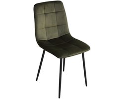 Eetkamerstoel S270 groen velvet – zwart metaal