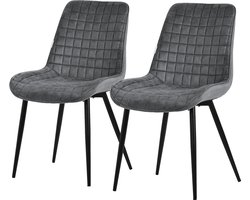 Eetkamerstoel set van 2 antraciet met fluwelen bekleding en stalen poten Keukenstoel met rugleuning ML design